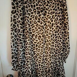 Time and Tru pintucked semi-sheer leopard print dress XL NWT